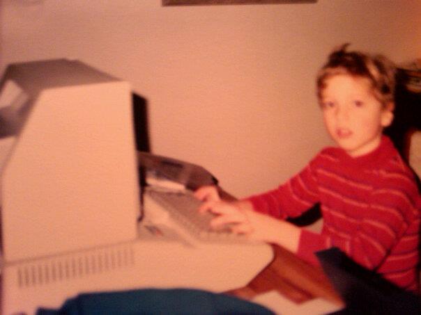 young me on a computer
